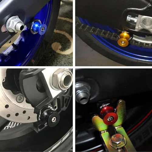 Miniatura 6 de 6MM M6 X 1.5 Motocicleta Brazo oscilante Sliders Carretes CNC Tornillos de soporte de brazo oscilante 2 piezas para Yamaha YZF R1 R3 R6 R25 R125 R6S