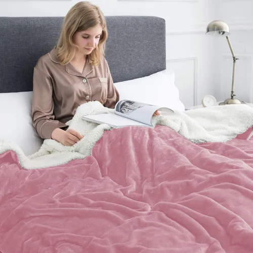 Miniatura 2 de MOONLIGHT20015 Mantas Sherpa de color rosa bebé tamaño King para cama – Paquete al por mayor de 9 mantas Sherpa – Manta suave y esponjosa