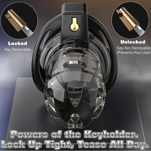 Miniatura 7 de Dispositivo de jaula de castidad masculina, jaula de silicona suave con 6 anillos de tamaño, correas ajustables, bloqueo de pene ligero, control