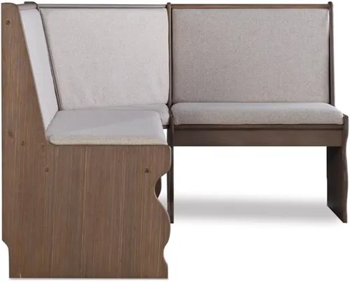 Miniatura 9 de Linon Natasha - Juego de comedor de esquina de madera de transición con asientos tapizados, requiere montaje alguno, asientos hasta 5 personas