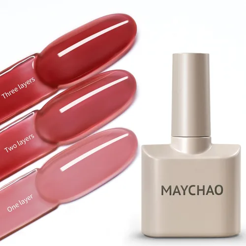 MAYCHAO Esmalte de uñas en gel Jelly - 15ML, color rosado claro, esmalte de uñas en gel Soak Off UV LED, color rosa transparente, para manicura DIY