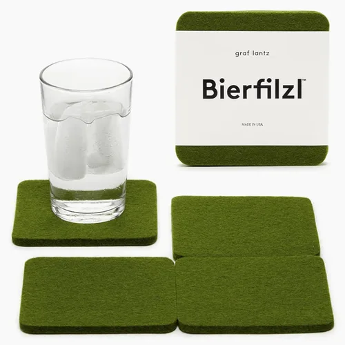 Miniatura 9 de Graf Lantz - Juego de 4 posavasos redondos de lana de merino Bierfilzl - Negro (círculos de 10 cm) - Absorbe el 30% del peso - Lana alemana