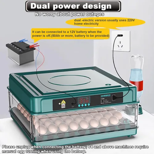 Miniatura 7 de Incubadora de huevos 98/120/128 con giro automático, control de temperatura y humedad - Hatcher digital para crianza doméstica y de laboratorio (128)