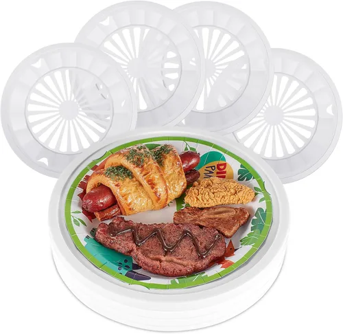 Miniatura 10 de Tessco for you 12 piezas de soportes reutilizables de plástico para platos de papel de 10 pulgadas, juego de soportes de plástico resistentes