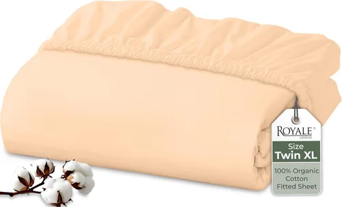 Miniatura 32 de Royale Linens Sábana bajera ajustable de algodón 100% orgánico - Tejido percal - Sábanas bajeras de bolsillo profundo súper suaves - Sábana elástica