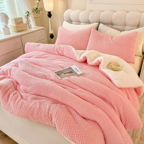 Miniatura 13 de LLanCL Juego de edredón de diseño jacquard 3D, ultra suave, cálido, tamaño individual, felpa de piel sherpa, juego de 2 piezas de ropa de cama