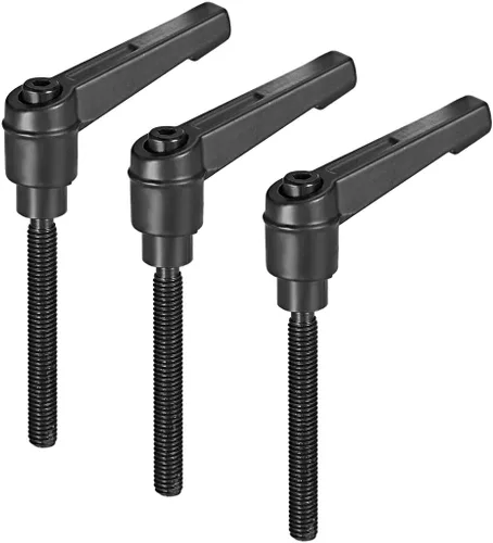 Miniatura 18 de uxcell M6 x 0.787 in Mango de palanca de sujeción ajustable Rosca Botón de trinquete macho roscado Perillas de bloqueo Tornillo giratorio Perno