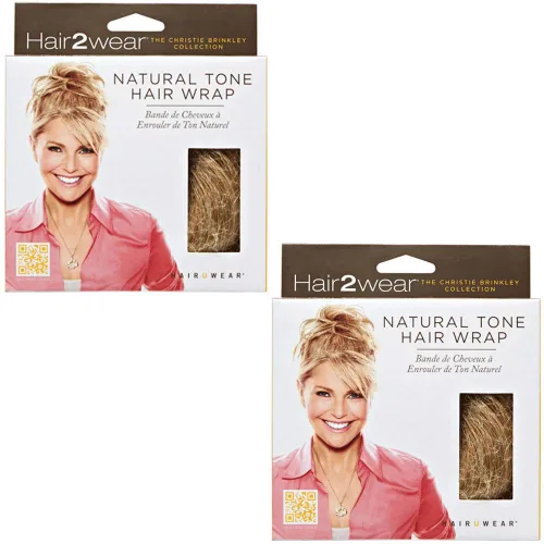 Miniatura 4 de Christie Brinkey - Envoltura de cabello (2 unidades), color HT2 casi negro, tono natural, longitud de hombro de 6 pulgadas, oficial resistente al