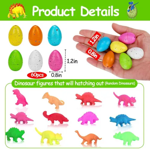 Miniatura 2 de 60 huevos pequeños de dinosaurio para incubación de dinosaurios, regalos de fiesta de cumpleaños, regalos de graduación, bolsas de golosinas