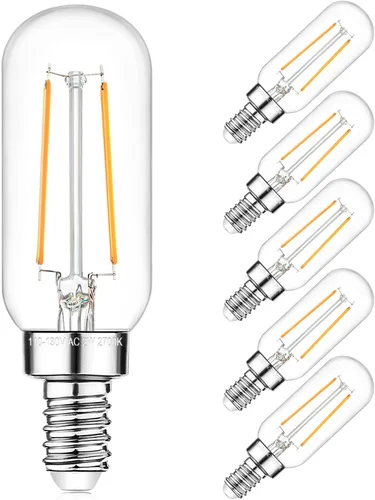 Miniatura 12 de Bombillas LED E12 Edison equivalente a 15 W, candelabro equivalente a 15 W, regulable, 2200 K, ámbar cálido, bombillas LED ámbar T6 ámbar 2 W 150 lm