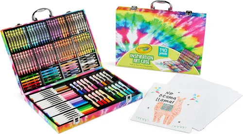 Estuche de Arte Crayola Inspiration - Juego de Colorear Tie-Dye (140 piezas), Set de Suministros de Arte para Niños, Kit de Dibujo de Viaje, Regalo