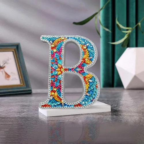 Miniatura 34 de YOYA Letras de Artesanía de Madera con Arte de Diamantes 5D de 6 Pulgadas para Decoración de Pared, Kits de Arte de Diamantes de Letras de A