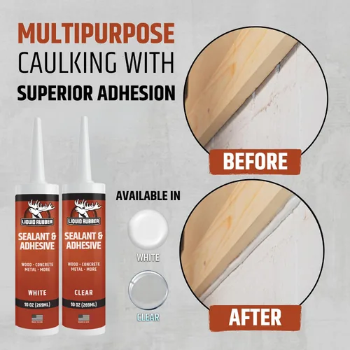 Miniatura 2 de Liquid Rubber Caulk - Adhesivo de silicona híbrida y sellador protector, transparente, 1 paquete