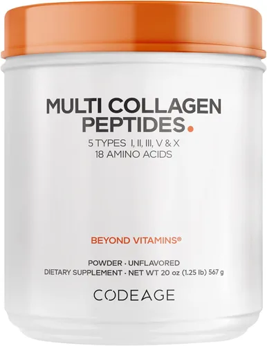 Codeage Péptidos en polvo de proteína de colágeno múltiple, colágeno hidrolizado para mujeres y hombres, suplementos de colágeno, caldo de hueso