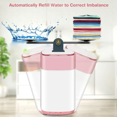 Miniatura 2 de COSTWAY Lavadora Portátil, Capacidad de 8 Libras, Bomba de Drenaje Integrada, Lavadora Compacta de Lavandería con 6 Programas, 6 Niveles de Agua