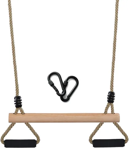Columpio de trapecio de madera con anillos de gimnasio para niños, juego de columpios para interiores y exteriores, jardín, patio, parque infantil