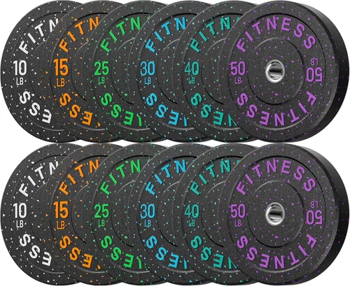 Miniatura 45 de Discos de peso olímpicos de 2 pulgadas y caucho para barras, discos para gimnasio en casa, entrenamiento de fuerza y levantamiento de pesas, 10 a