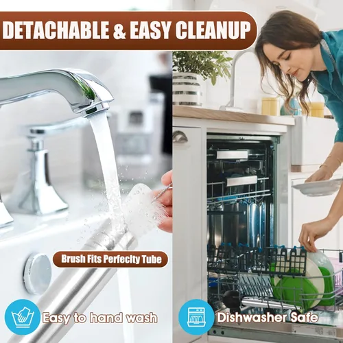 Miniatura 8 de SCHVUBENR Baster grande para pavos con cepillo de limpieza y aguja, herramienta de acero inoxidable para cocinar, fácil de usar y limpiar, jeringa