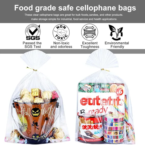 Miniatura 3 de OYAVISR Bolsas transparentes para dulces, 50 unidades, 10 x 13 pulgadas, bolsa de celofán para regalo, regalo de fiesta para tartas, celofán