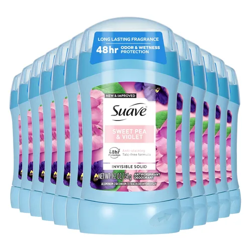 Suave Desodorante antitranspirante para mujeres, invisible, desodorante para axilas, protección contra olores y humedad, fragancia Sweet Pea &