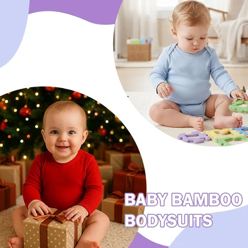 Miniatura 11 de DEFAHN Paquete de 2 mamelucos unisex para bebé, viscosa súper suave de bambú, unicolor de manga larga para bebés niños y niñas