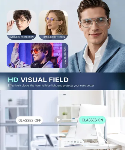 Miniatura 7 de ANYLUV Gafas de luz azul para mujer/hombre, gafas de bloqueo de luz azul para mujer, gafas de juegos para computadora para protección ocular