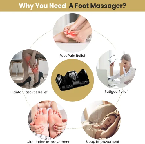 Miniatura 6 de WELLHUT Máquina masajeadora de pies Shiatsu, masajeador de pies y pantorrillas para tobillo, brazo de pierna de pantorrilla, rodillo de amasado Negro
