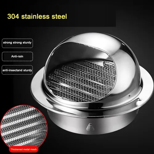 Miniatura 5 de Tapa de ventilación de aire de acero inoxidable 304, cubierta de salida de ventilación de pared redonda, tapa de lluvia para tubo de escape