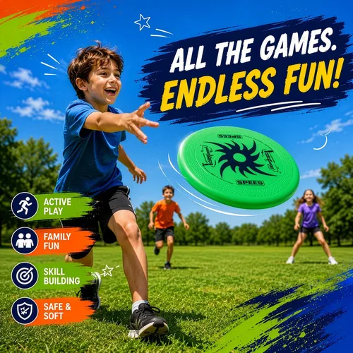 Miniatura 5 de Juego combinado deportivo 8 en 1 – Los mejores juegos familiares al aire libre para patio trasero con fútbol de espuma, discos voladores, anillos