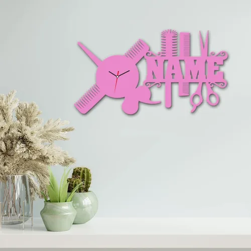 Miniatura 6 de Namofactur Reloj colgante de pared único personalizado con nombre, el regalo individual perfecto para peluquería, estilista, salón de belleza
