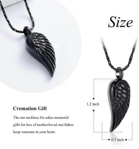Miniatura 2 de Imrsanl Collar de urna de cremación de ala de ángel para cenizas para mujeres y hombres, colgante de urna de acero inoxidable, soporte para cenizas