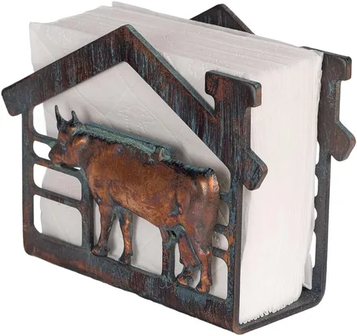 Miniatura 6 de Mini servilletero de metal para mesa, servilleteros rústicos de granja para servilletas de papel, toallas de papel de cobre antiguo, dispensador