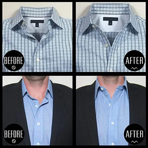 Miniatura 4 de Million Dollar Collar Permanece de solapa original se mantiene cosido en la camisa de vestir Blanco