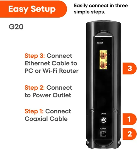 Miniatura 4 de ARRIS (G20) - Combo de Router de Módem de Cable - WiFi 6 (AX3000) DOCSIS 3.1 Multi-Gigabit Rápido, Aprobado para Comcast Xfinity, Cox, Spectrum