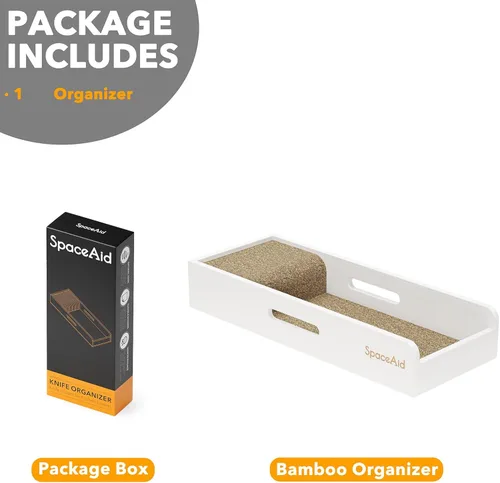 Miniatura 7 de SpaceAid Organizador de Cajón para Cuchillos Inserto de Bambú, Soporte para Cuchillos de Carne de Cocina Organizadores Bloque para Cajón