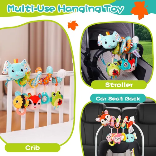 Miniatura 4 de Koty Juguetes para Asiento de Carro, Lindos Juguetes de Elefante para Asiento de Carro para Bebés de 0-6 Meses Niño, Juguetes para Cochecito