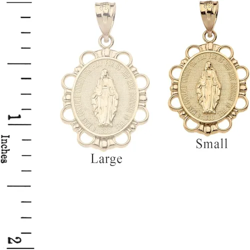 Miniatura 2 de Colgante de medalla de oro amarillo de 10 quilates de la Virgen María de 78", Metal, no conocido