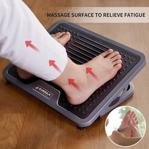 Miniatura 4 de EUREKA ERGONOMIC Reposapiés ajustable con inclinación, reposapiés para debajo del escritorio en el trabajo con superficie de masaje, reposapiés