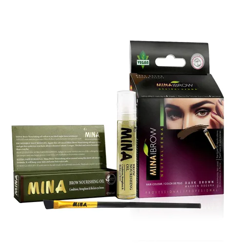 Miniatura 34 de MINA iBrow Kit de Color de Henna Profesional para Cabello con Paquete Combinado de Pincel Cubre Cabello Canoso - Dura hasta 6 semanas Sin