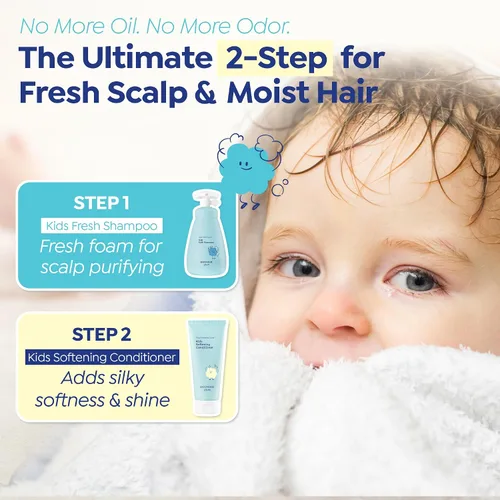 Miniatura 7 de GOONGBE Kids Fresh Champú – Limpieza profunda del cuero cabelludo graso para niños activos – Purificación micelar con extracto de moringa – Sin