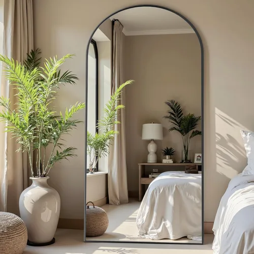 Miniatura 2 de Espejo de pie de 78 x 38 pulgadas, espejo grande arqueado con soporte, para dormitorio o tocador, espejo de cuerpo completo para colocar de pie