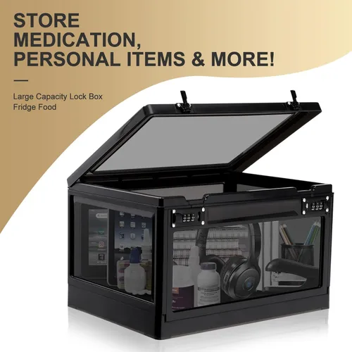Miniatura 5 de Lalifebuss Caja de seguridad grande para artículos personales, caja de almacenamiento con cerradura de combinación de 24 litros para casillero