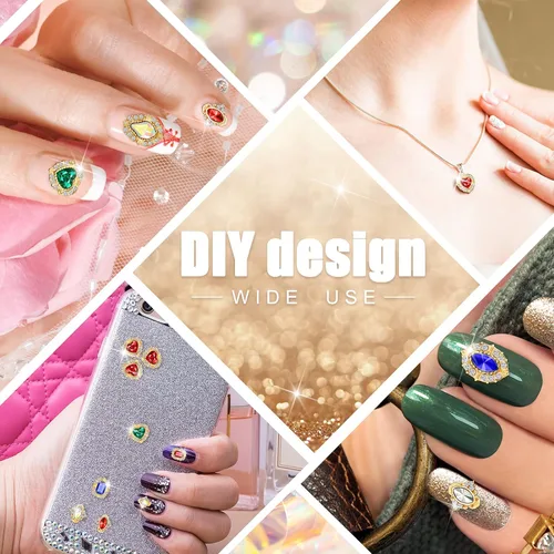 Miniatura 6 de Maitys 35 piezas de diamantes de imitación 3D de lujo para arte de uñas, dijes dorados para uñas con caja de almacenamiento, cristales