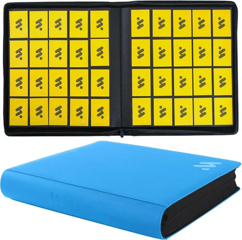 Miniatura 8 de Carpeta de tarjetas con 12 bolsillos, carpeta de tarjetas intercambiables con capacidad para hasta 1200 tarjetas con 50 fundas, álbum con cremallera