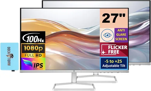 HP Monitor de computadora 1080P de 27 pulgadas en plata y negro, pantalla IPS antirreflejos de 27 pulgadas Full HD (1920 x 1080) 75Hz con AMD