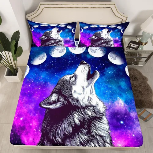 Miniatura 14 de Sábanas de cama con estampado de patas de perro para niños, sábana bajera ajustable de huesos coloridos para los amantes de los perros