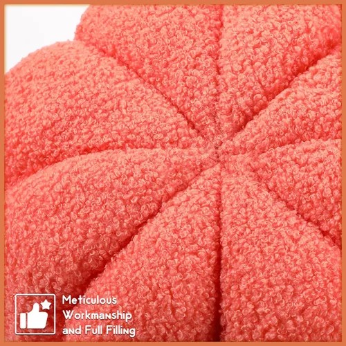 Miniatura 4 de Kajaia 2 almohadas de felpa de calabaza simulada de 11 x 9.5 pulgadas, cojines 3D para decoración de otoño, Halloween, Acción de Gracias, Naranja