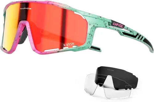 KAPVOE Gafas de Ciclismo Polarizadas para Hombres y Mujeres MTB Bicicleta Montaña TR90 Gafas Deportivas para Correr Bicicleta K76 A10