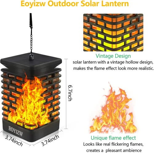 Miniatura 3 de Solar llama para colgar luces al aire última intervensión Linternas solares de luz IP55 impermeable con 75 LEDs bailando ojearlas efecto para jardín
