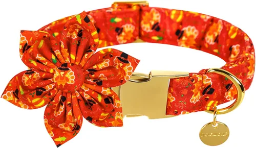 Miniatura 5 de DOGWONG Collar de otoño para perro con lazo, collar de moño para perro de Acción de Gracias, collar ajustable de algodón de otoño con hoja de arce